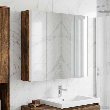 vidaXL Bathroom Mirror Cabinet Smoked Oak 63.5 x 15.5 x 60.5 cm