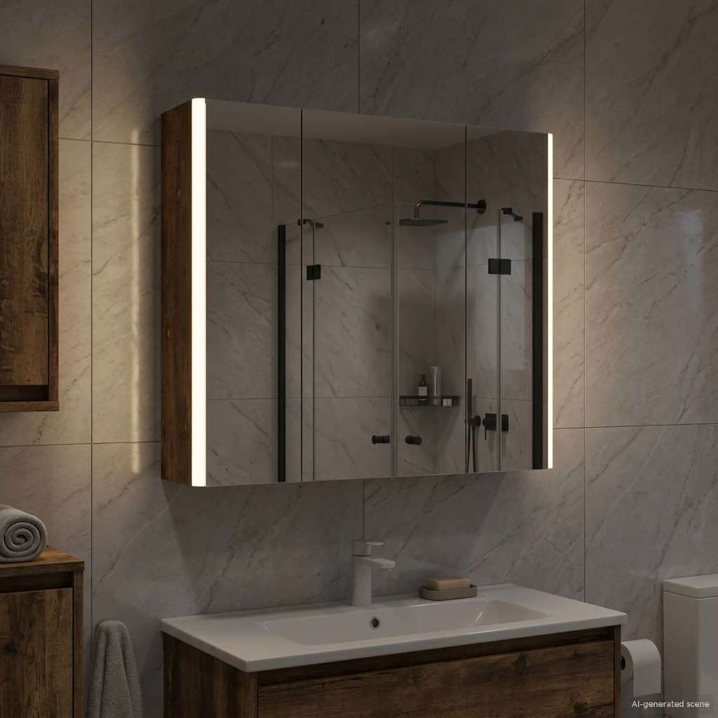 vidaXL Bathroom Mirror Cabinet Smoked Oak 63.5 x 15.5 x 60.5 cm