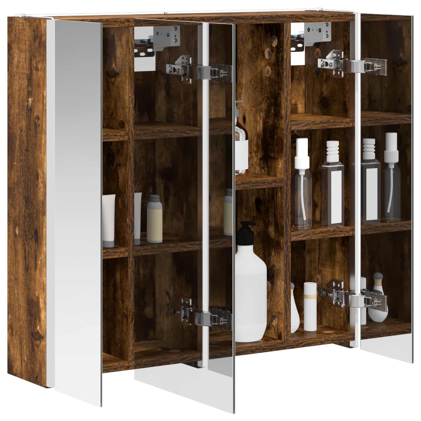 vidaXL Bathroom Mirror Cabinet Smoked Oak 63.5 x 15.5 x 60.5 cm