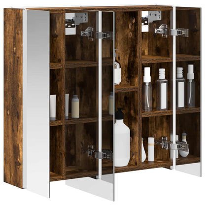 vidaXL Bathroom Mirror Cabinet Smoked Oak 63.5 x 15.5 x 60.5 cm