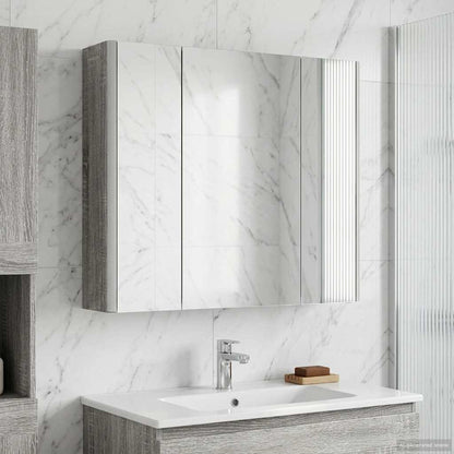 vidaXL Bathroom Mirror Cabinet Grey Sonoma 63.5 x 15.5 x 60.5 cm