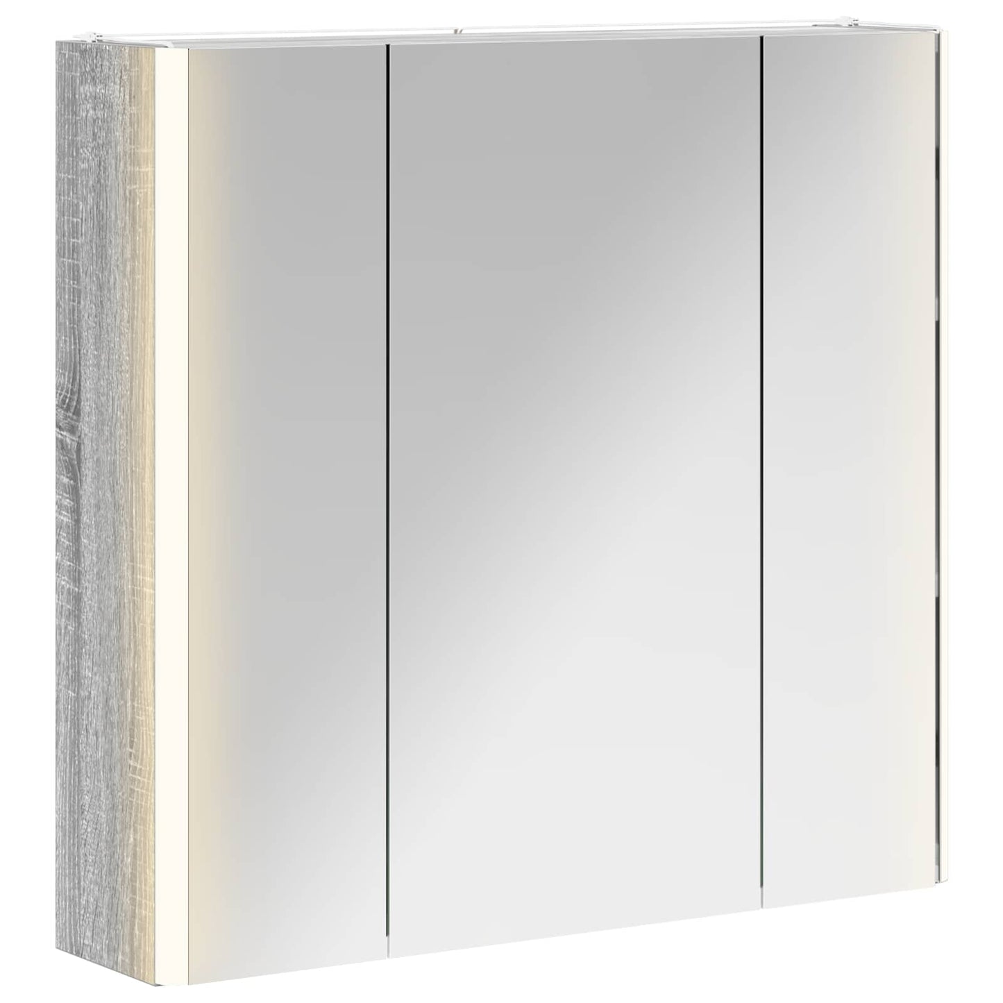 vidaXL Bathroom Mirror Cabinet Grey Sonoma 63.5 x 15.5 x 60.5 cm