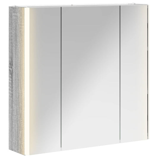 vidaXL Bathroom Mirror Cabinet Grey Sonoma 63.5 x 15.5 x 60.5 cm