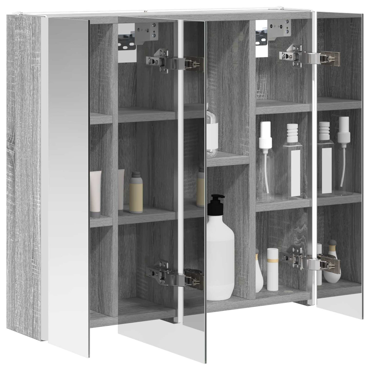 vidaXL Bathroom Mirror Cabinet Grey Sonoma 63.5 x 15.5 x 60.5 cm