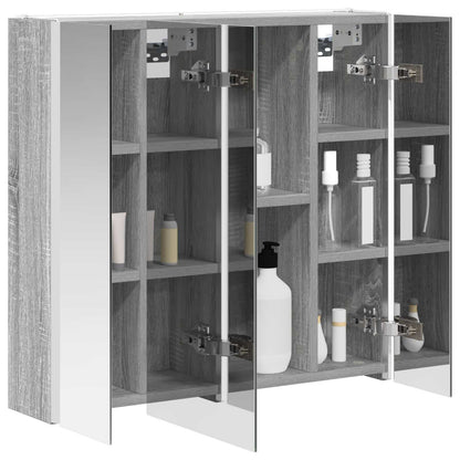 vidaXL Bathroom Mirror Cabinet Grey Sonoma 63.5 x 15.5 x 60.5 cm