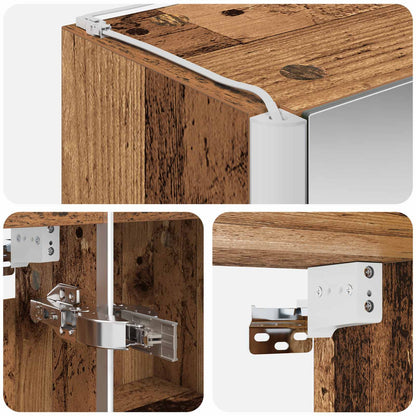 vidaXL Bathroom Mirror Cabinet Old Wood 63.5 x 15.5 x 60.5 cm