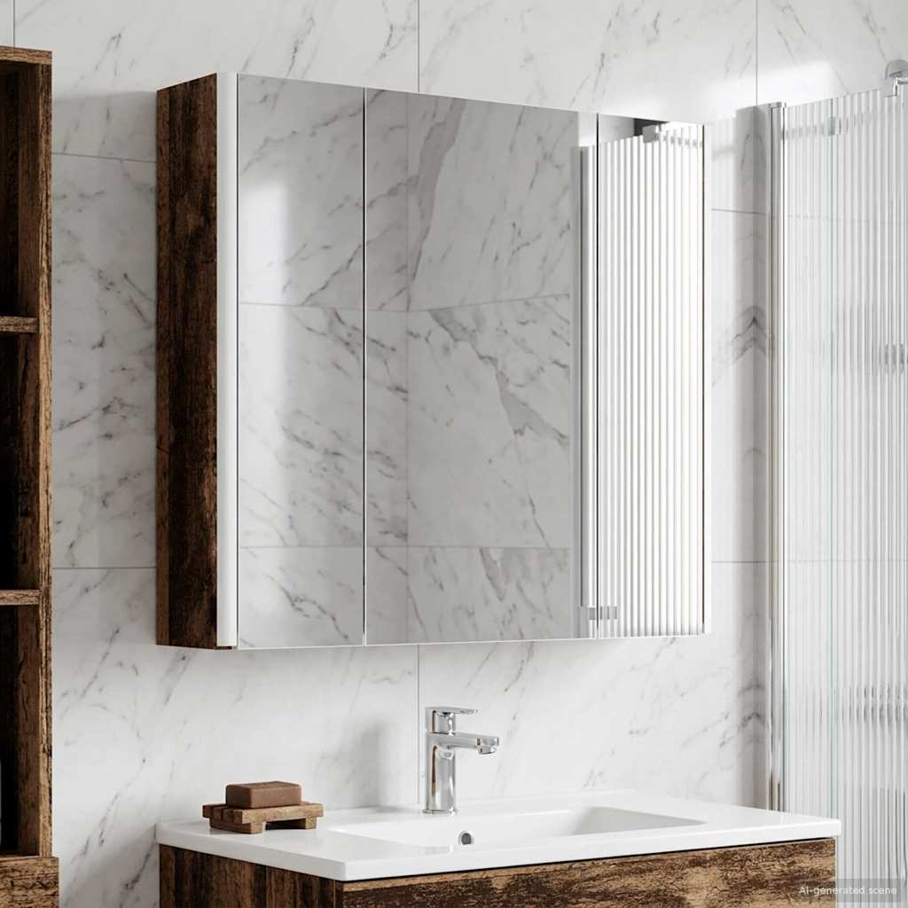 vidaXL Bathroom Mirror Cabinet Old Wood 63.5 x 15.5 x 60.5 cm