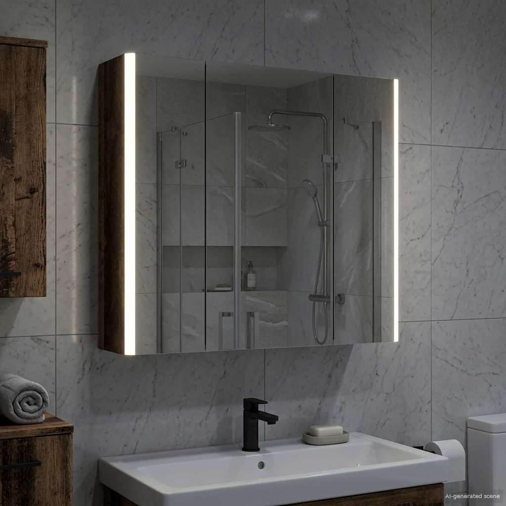 vidaXL Bathroom Mirror Cabinet Old Wood 63.5 x 15.5 x 60.5 cm