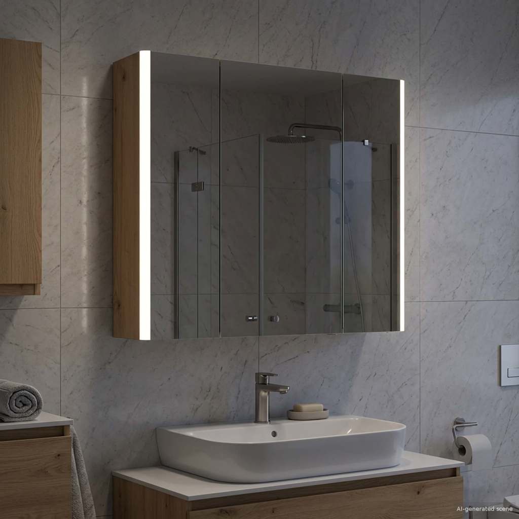 vidaXL Bathroom Mirror Cabinet Artisian Oak 63.5 x 15.5 x 60.5 cm