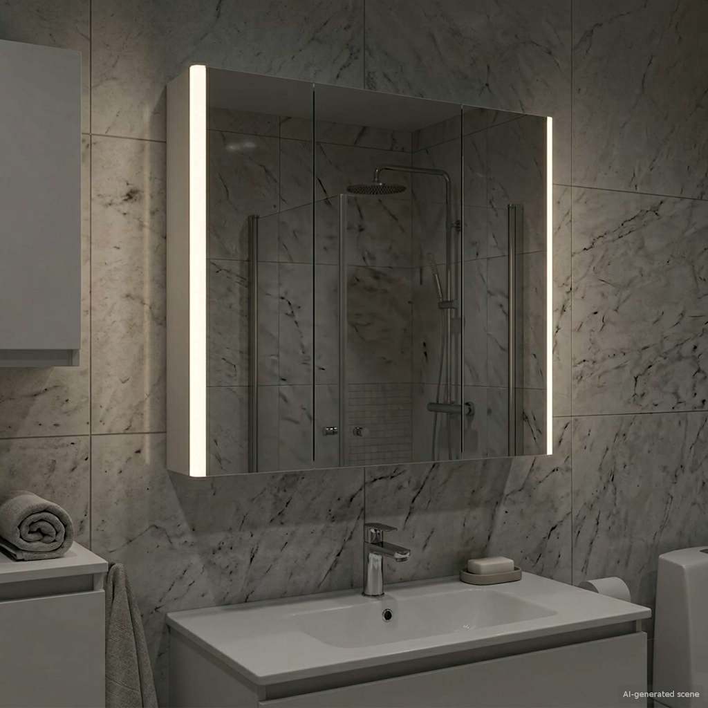 vidaXL Bathroom Mirror Cabinet with Shelf White 73.5 x 15.5 x 70 cm