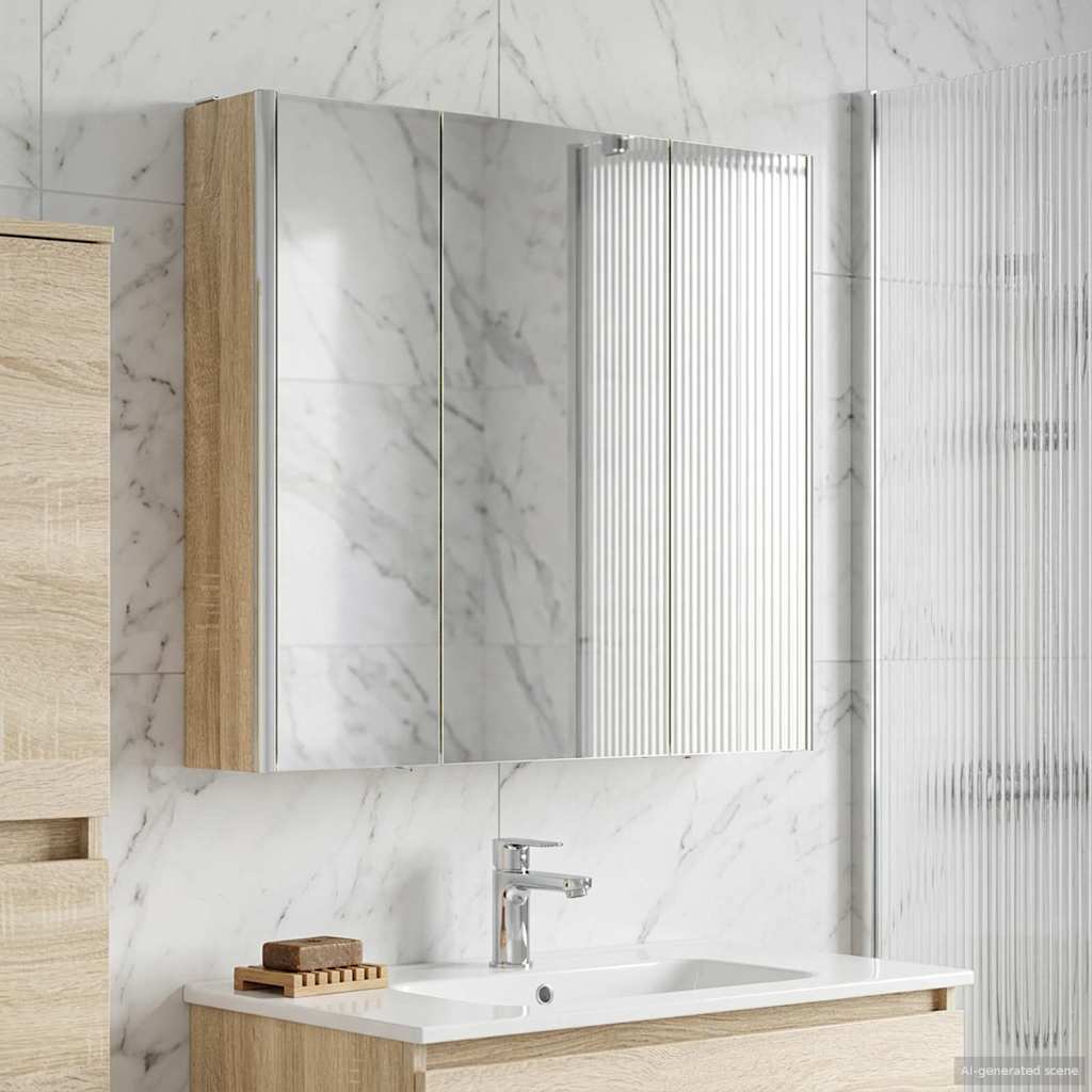 vidaXL Bathroom Mirror Cabinet Sonoma Oak 73.5 x 15.5 x 70 cm