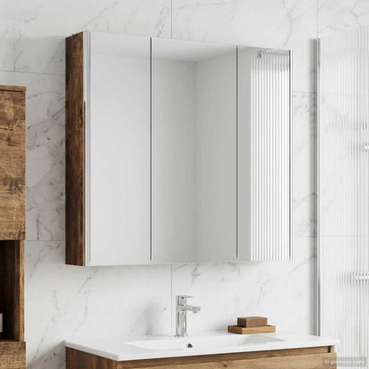 vidaXL Bathroom Mirror Cabinet Smoked Oak 73.5 x 15.5 x 70 cm