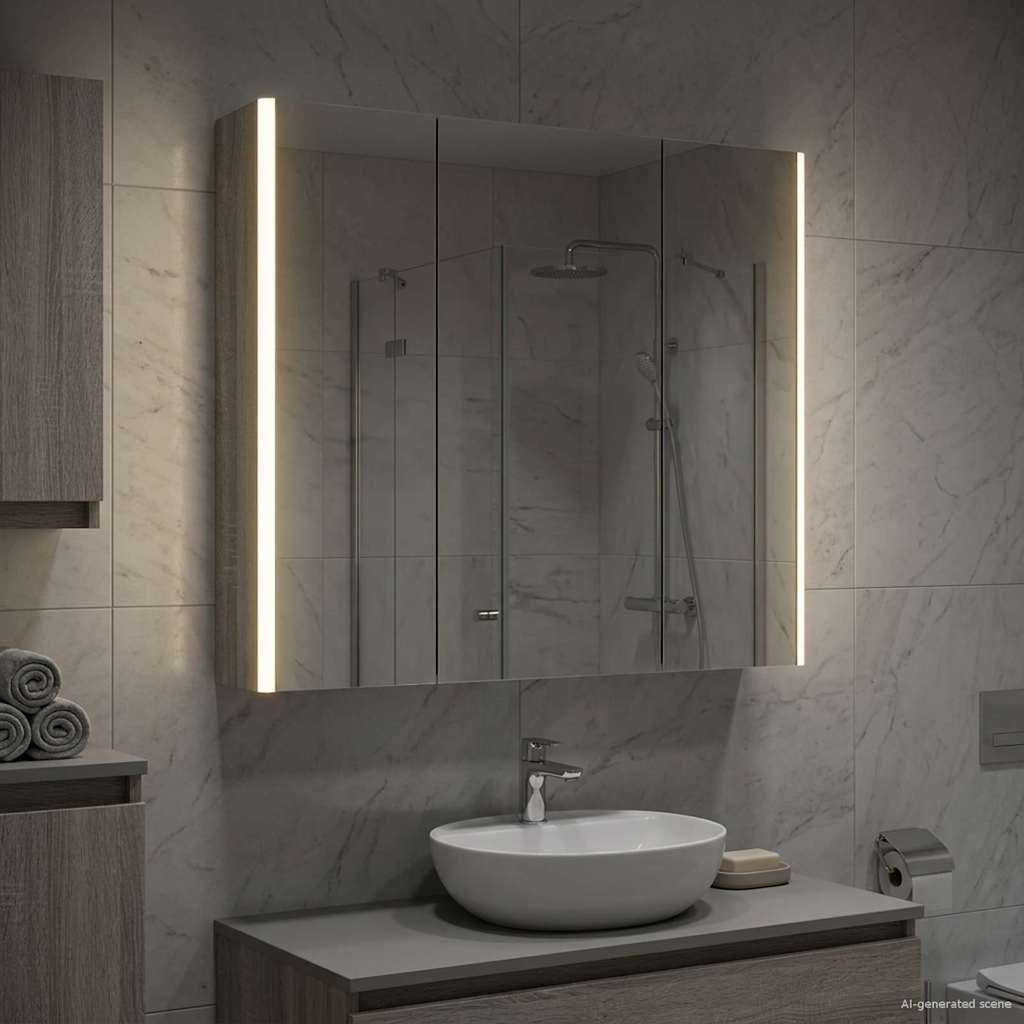 vidaXL Bathroom Mirror Cabinet Grey Sonoma 73.5 x 15.5 x 70 cm