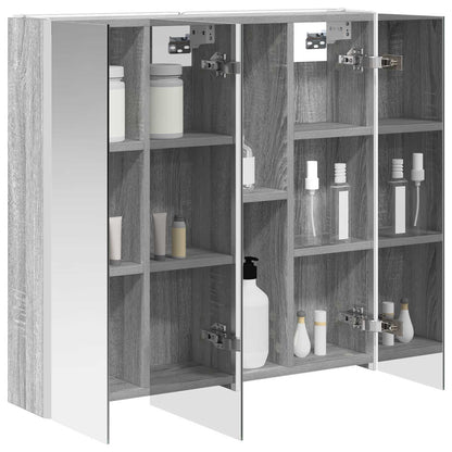 vidaXL Bathroom Mirror Cabinet Grey Sonoma 73.5 x 15.5 x 70 cm