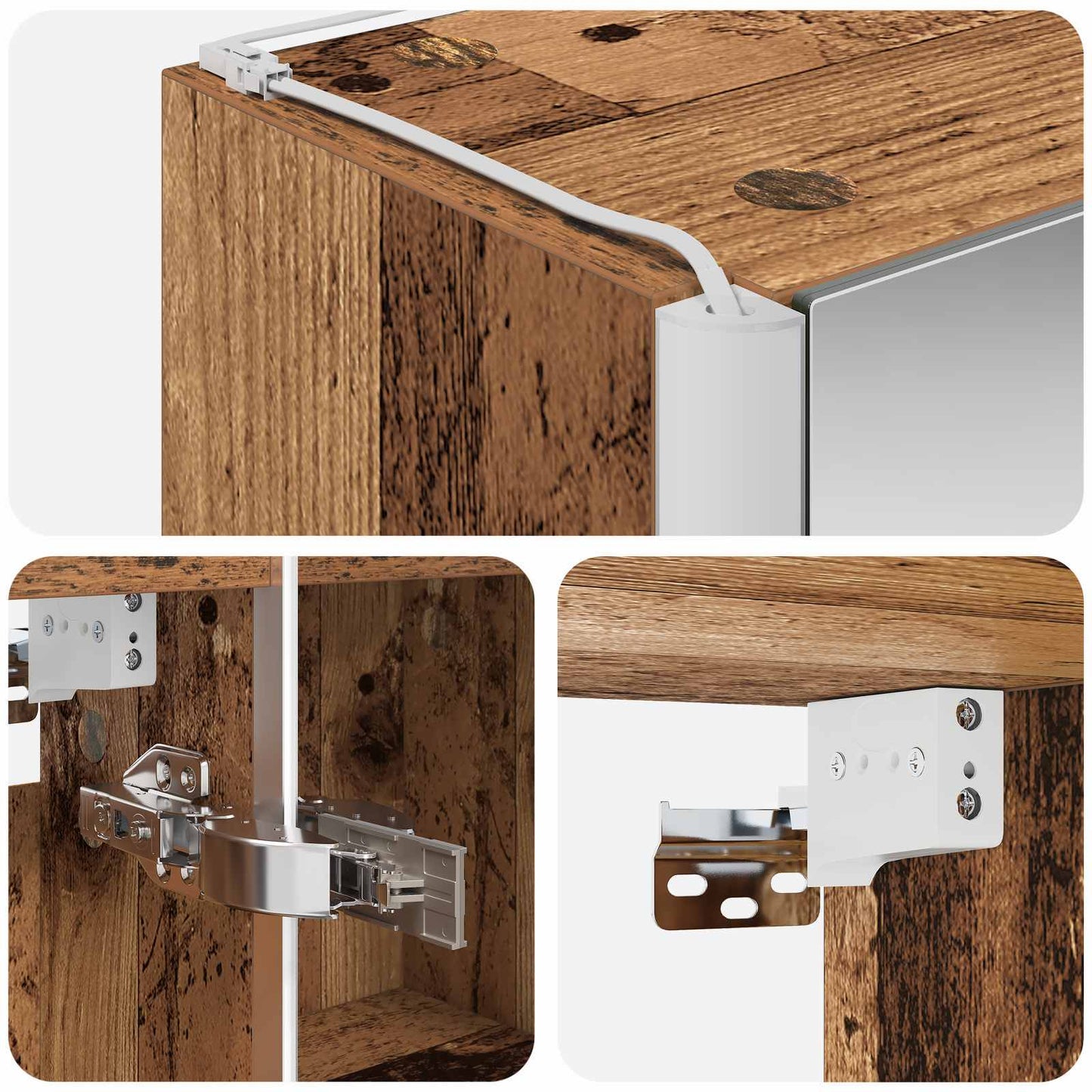 vidaXL Bathroom Mirror Cabinet with Shelf Old Wood 73.5 x 15.5 x 70 cm