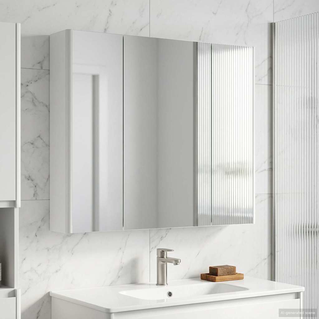 vidaXL Bathroom Mirror Cabinet White 83.5 x 15.5 x 70 cm