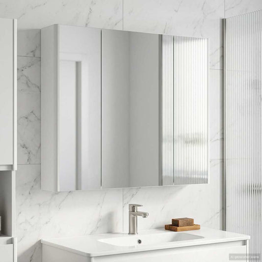 vidaXL Bathroom Mirror Cabinet White 83.5 x 15.5 x 70 cm