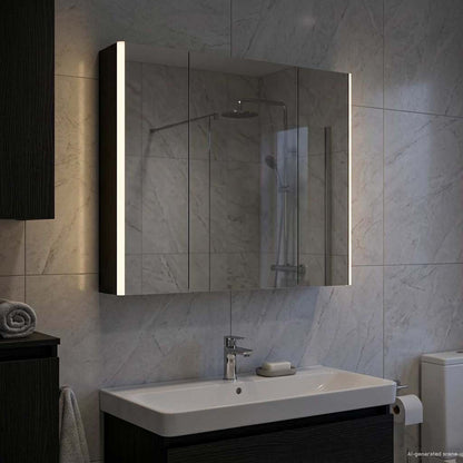 vidaXL Bathroom Mirror Cabinet Black Oak 83.5 x 15.5 x 70 cm