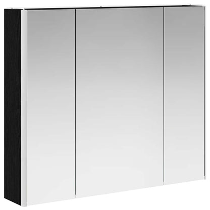 vidaXL Bathroom Mirror Cabinet Black Oak 83.5 x 15.5 x 70 cm
