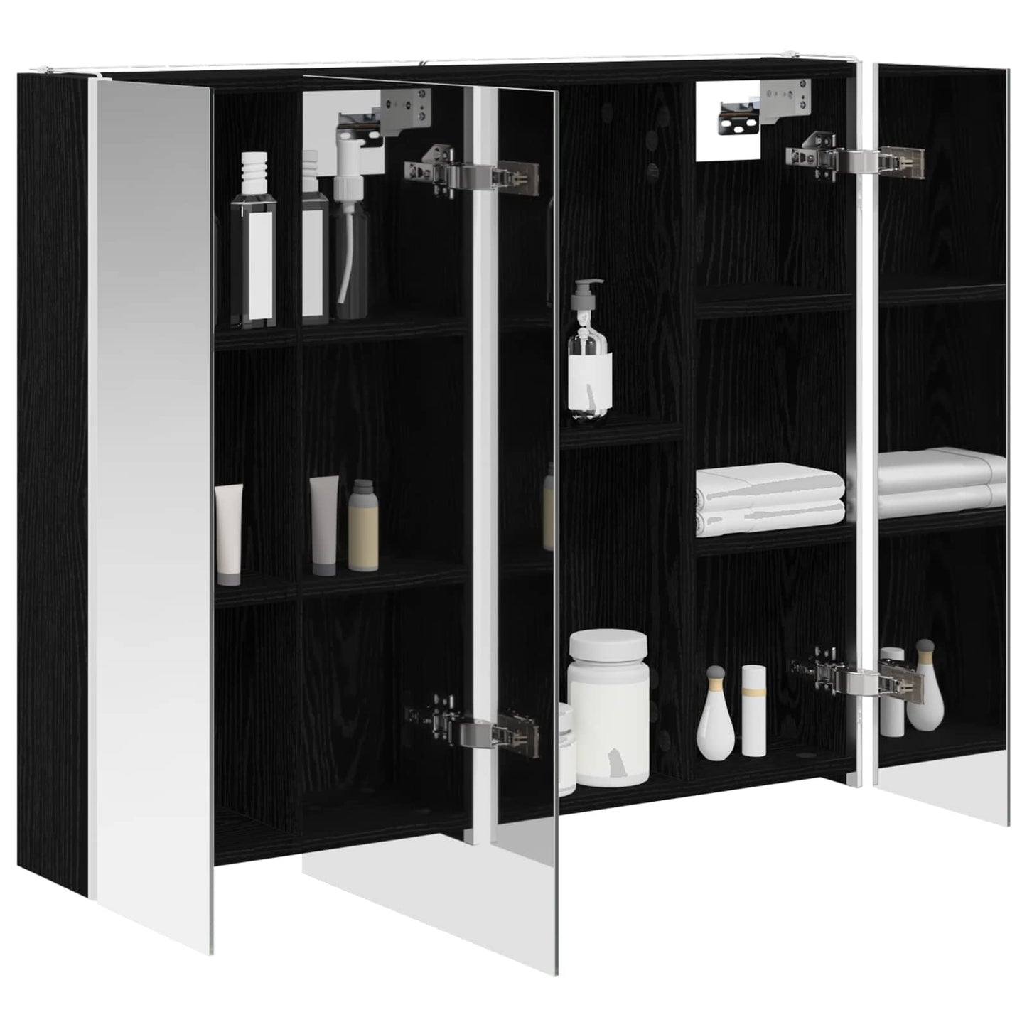vidaXL Bathroom Mirror Cabinet Black Oak 83.5 x 15.5 x 70 cm