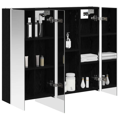 vidaXL Bathroom Mirror Cabinet Black Oak 83.5 x 15.5 x 70 cm