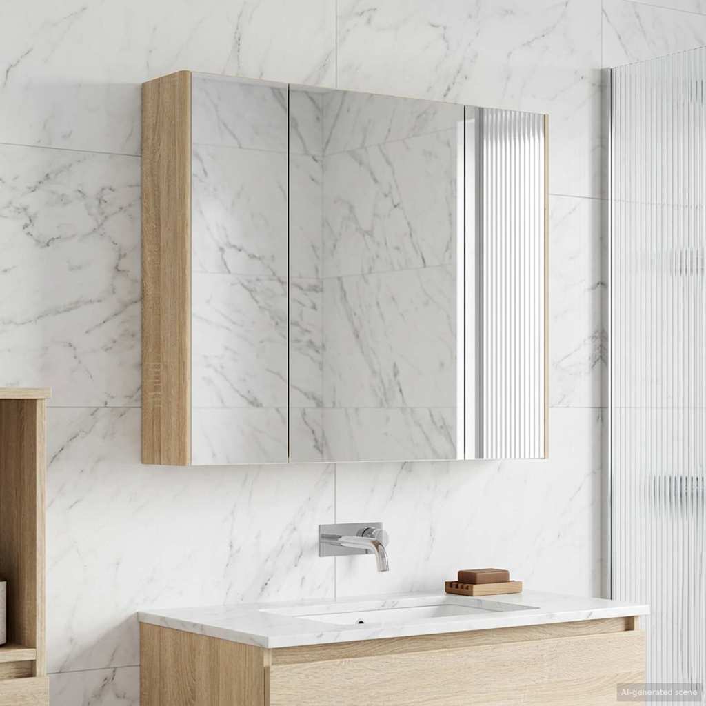 vidaXL Bathroom Mirror Cabinet Sonoma Oak 83.5 x 15.5 x 70 cm
