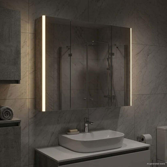vidaXL Bathroom Mirror Cabinet Concrete Grey 83.5 x 15.5 x 70 cm