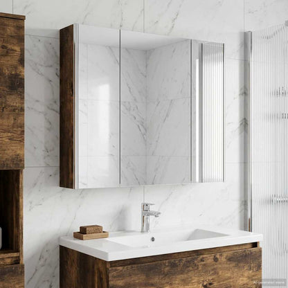 vidaXL Bathroom Mirror Cabinet Smoked Oak 83.5 x 15.5 x 70 cm