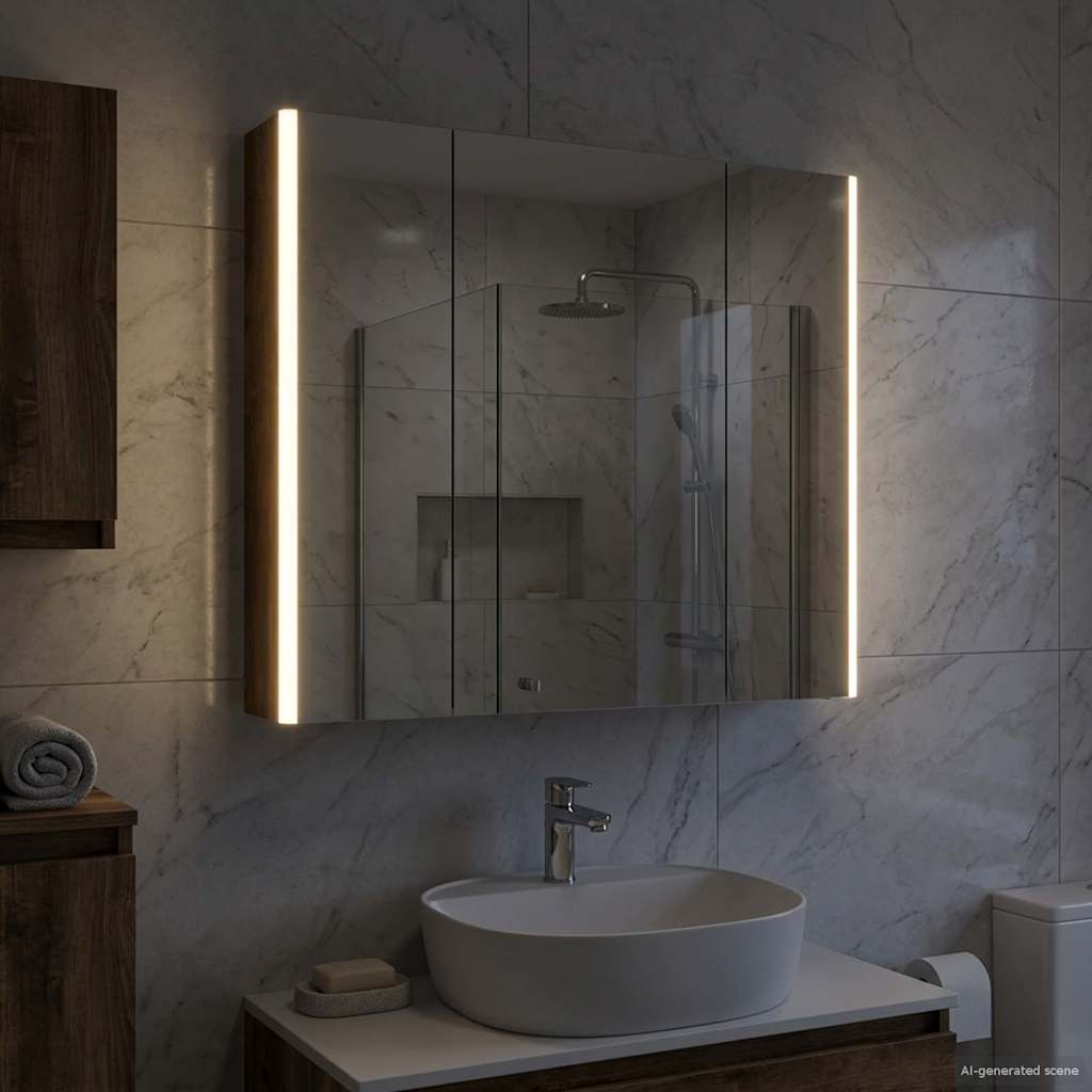 vidaXL Bathroom Mirror Cabinet Smoked Oak 83.5 x 15.5 x 70 cm