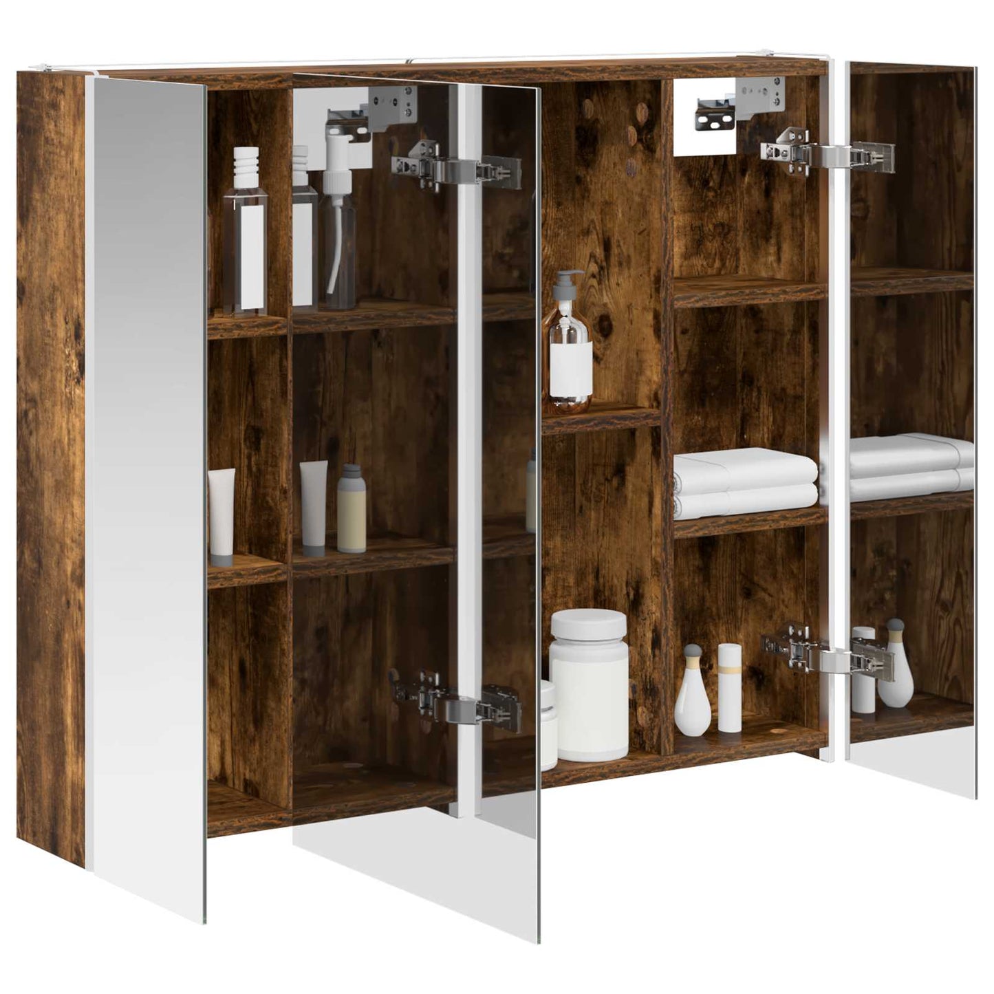 vidaXL Bathroom Mirror Cabinet Smoked Oak 83.5 x 15.5 x 70 cm