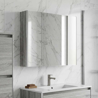 vidaXL Bathroom Mirror Cabinet Grey Sonoma 83.5 x 15.5 x 70 cm