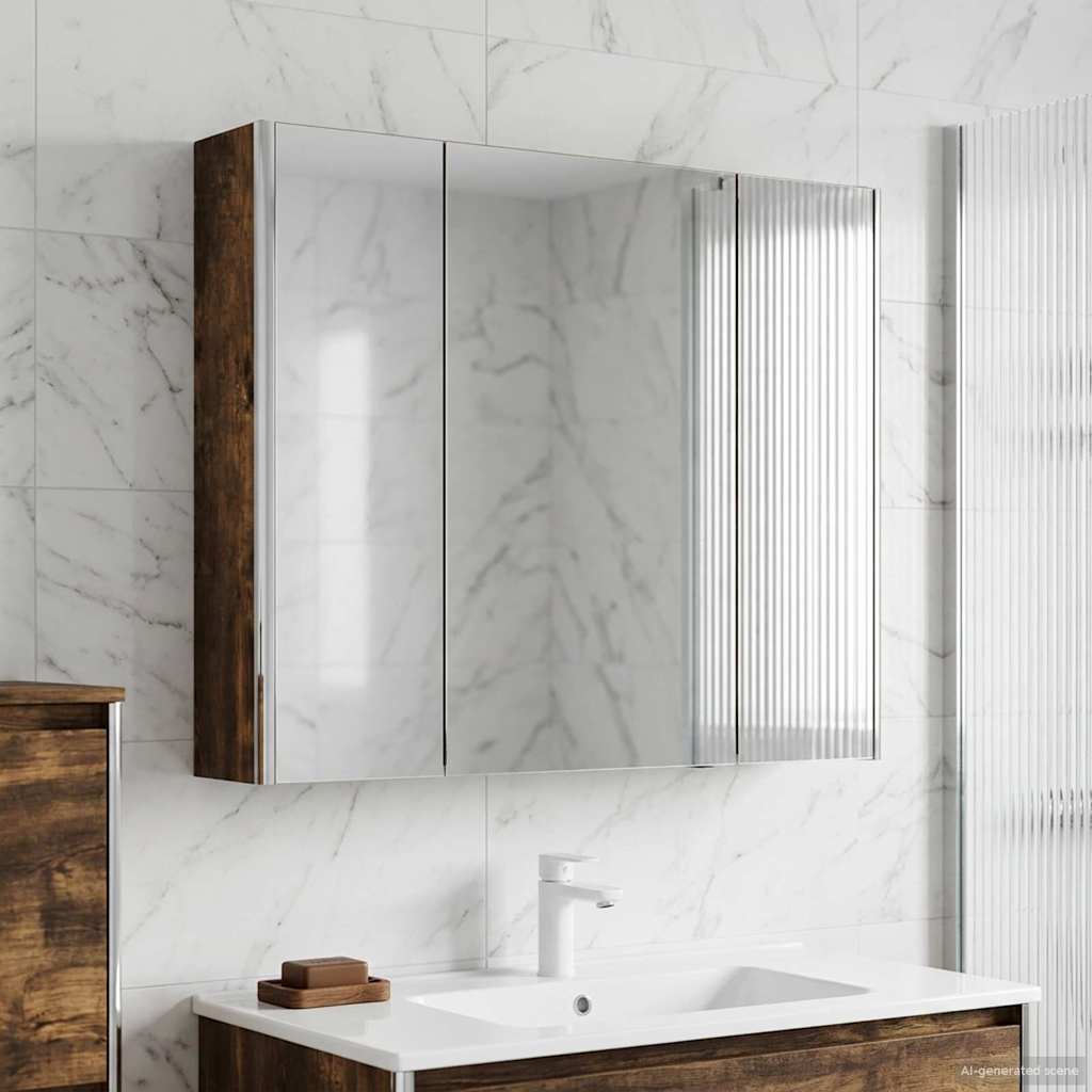 vidaXL Bathroom Mirror Cabinet Old Wood 83.5 x 15.5 x 70 cm