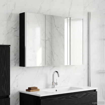 vidaXL Bathroom Mirror Cabinet Black Oak 103.5 x 15.5 x 70 cm