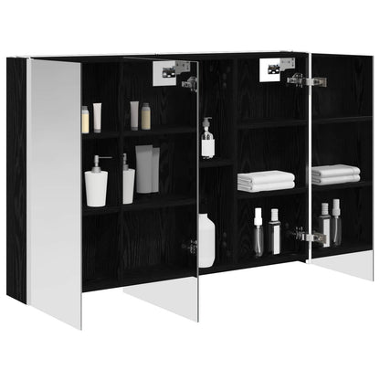 vidaXL Bathroom Mirror Cabinet Black Oak 103.5 x 15.5 x 70 cm