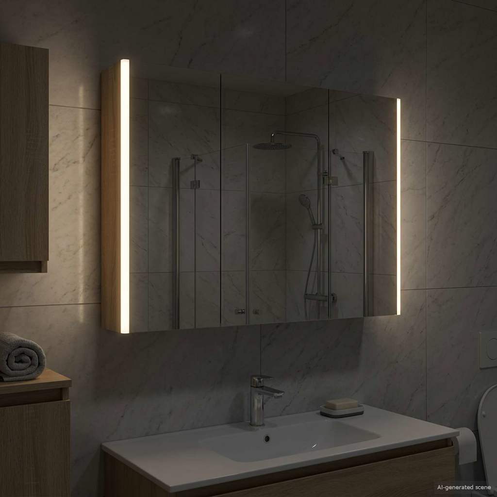 vidaXL Bathroom Mirror Cabinet Sonoma Oak 103.5 x 15.5 x 70 cm