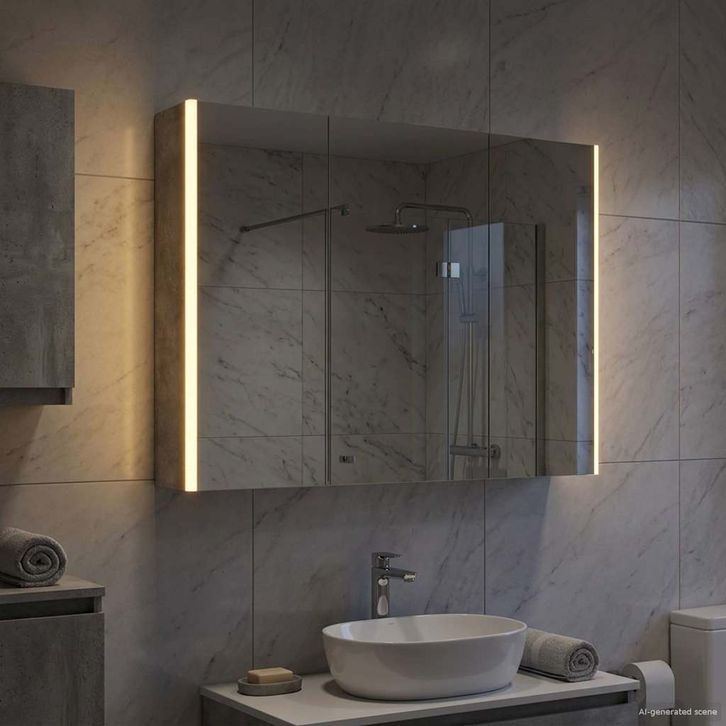 vidaXL Bathroom Mirror Cabinet Concrete Grey 103.5 x 15.5 x 70 cm