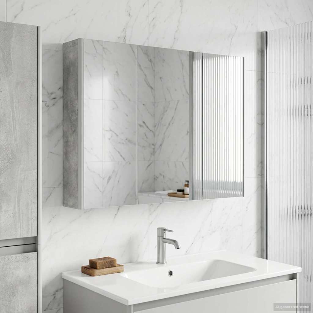 vidaXL Bathroom Mirror Cabinet Concrete Grey 103.5 x 15.5 x 70 cm
