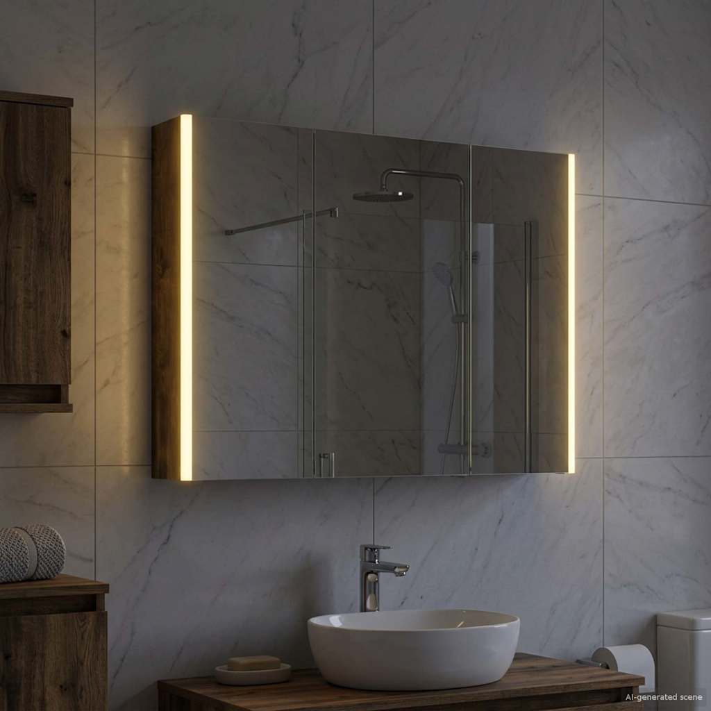 vidaXL Bathroom Mirror Cabinet Smoked Oak 103.5 x 15.5 x 70 cm
