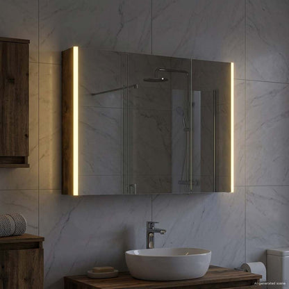 vidaXL Bathroom Mirror Cabinet Smoked Oak 103.5 x 15.5 x 70 cm