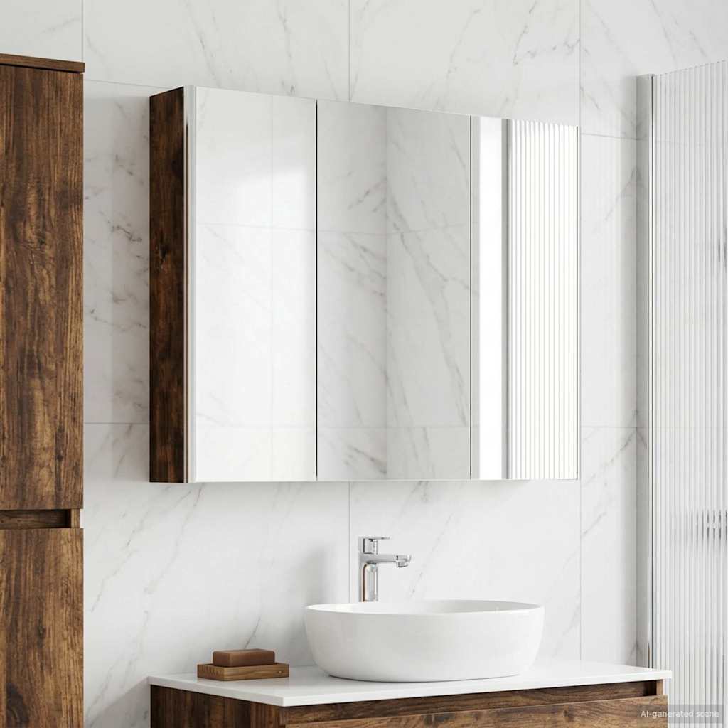 vidaXL Bathroom Mirror Cabinet Smoked Oak 103.5 x 15.5 x 70 cm