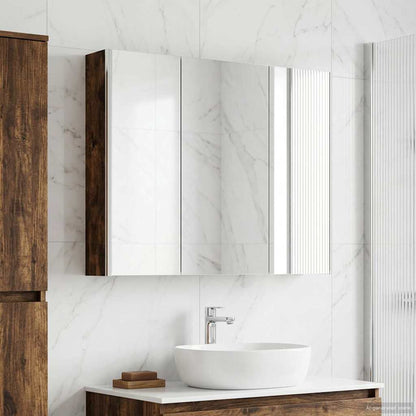 vidaXL Bathroom Mirror Cabinet Smoked Oak 103.5 x 15.5 x 70 cm