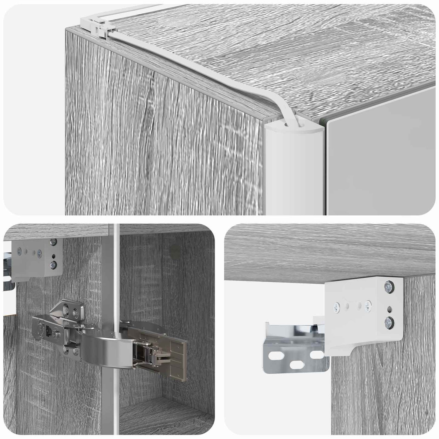 vidaXL Bathroom Mirror Cabinet Grey Sonoma 103.5 x 15.5 x 70 cm