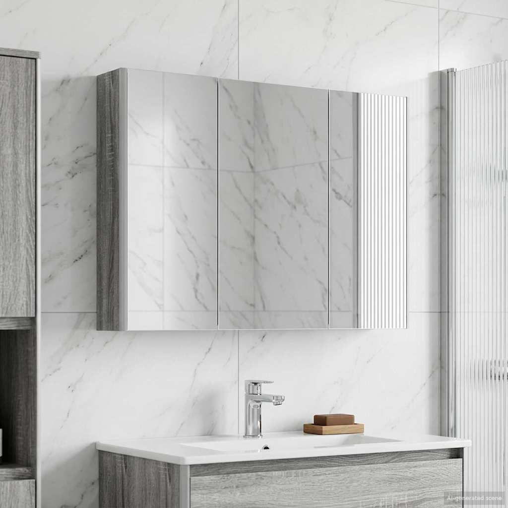 vidaXL Bathroom Mirror Cabinet Grey Sonoma 103.5 x 15.5 x 70 cm