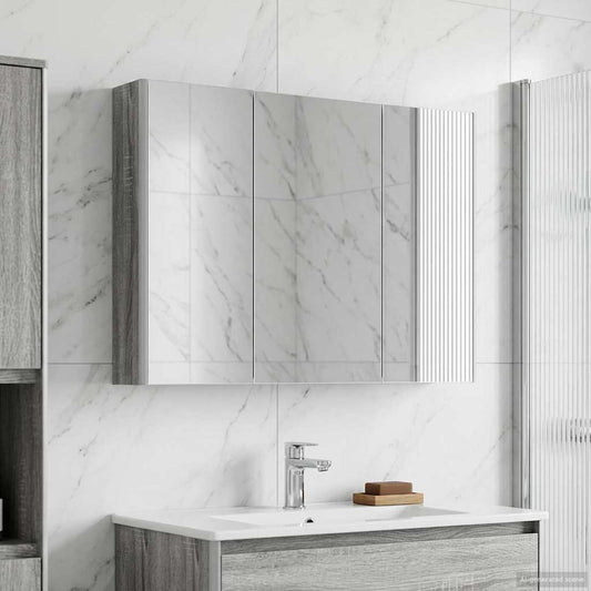 vidaXL Bathroom Mirror Cabinet Grey Sonoma 103.5 x 15.5 x 70 cm