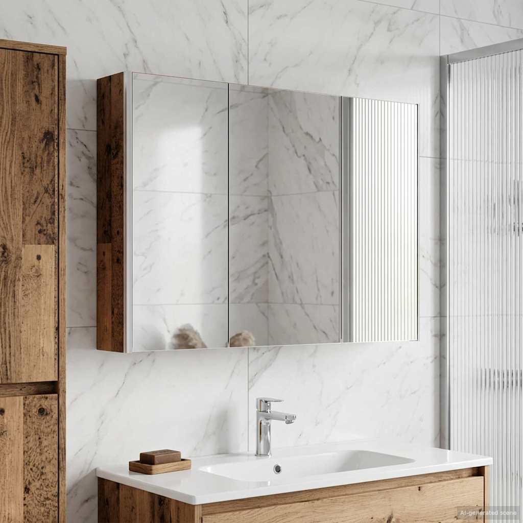 vidaXL Bathroom Mirror Cabinet Old Wood 103.5 x 15.5 x 70 cm