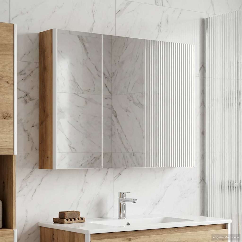 vidaXL Bathroom Mirror Cabinet Artisian Oak 103.5 x 15.5 x 70 cm