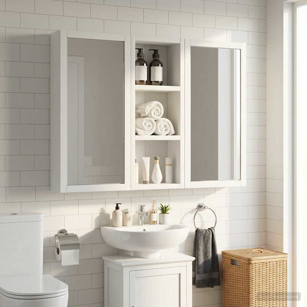 vidaXL Bathroom Wall Cabinet White 20 x 10 x 50 cm Engineered wood