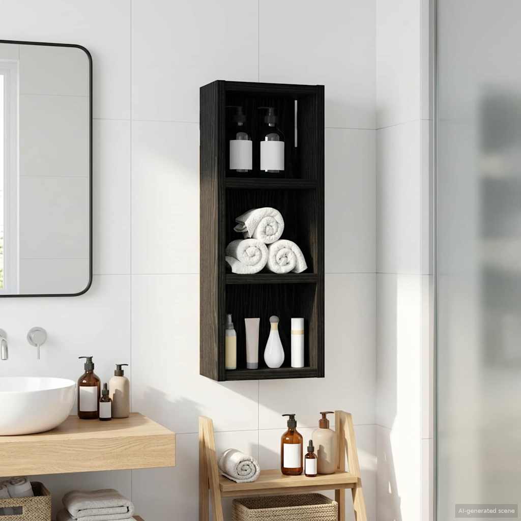 vidaXL Bathroom Wall Cabinet Black Oak 20 x 10 x 50 cm Engineered wood