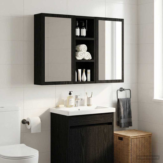 vidaXL Bathroom Wall Cabinet Black Oak 20 x 10 x 50 cm Engineered wood