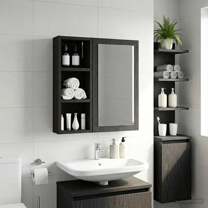 vidaXL Bathroom Wall Cabinet Black Oak 20 x 10 x 50 cm Engineered wood